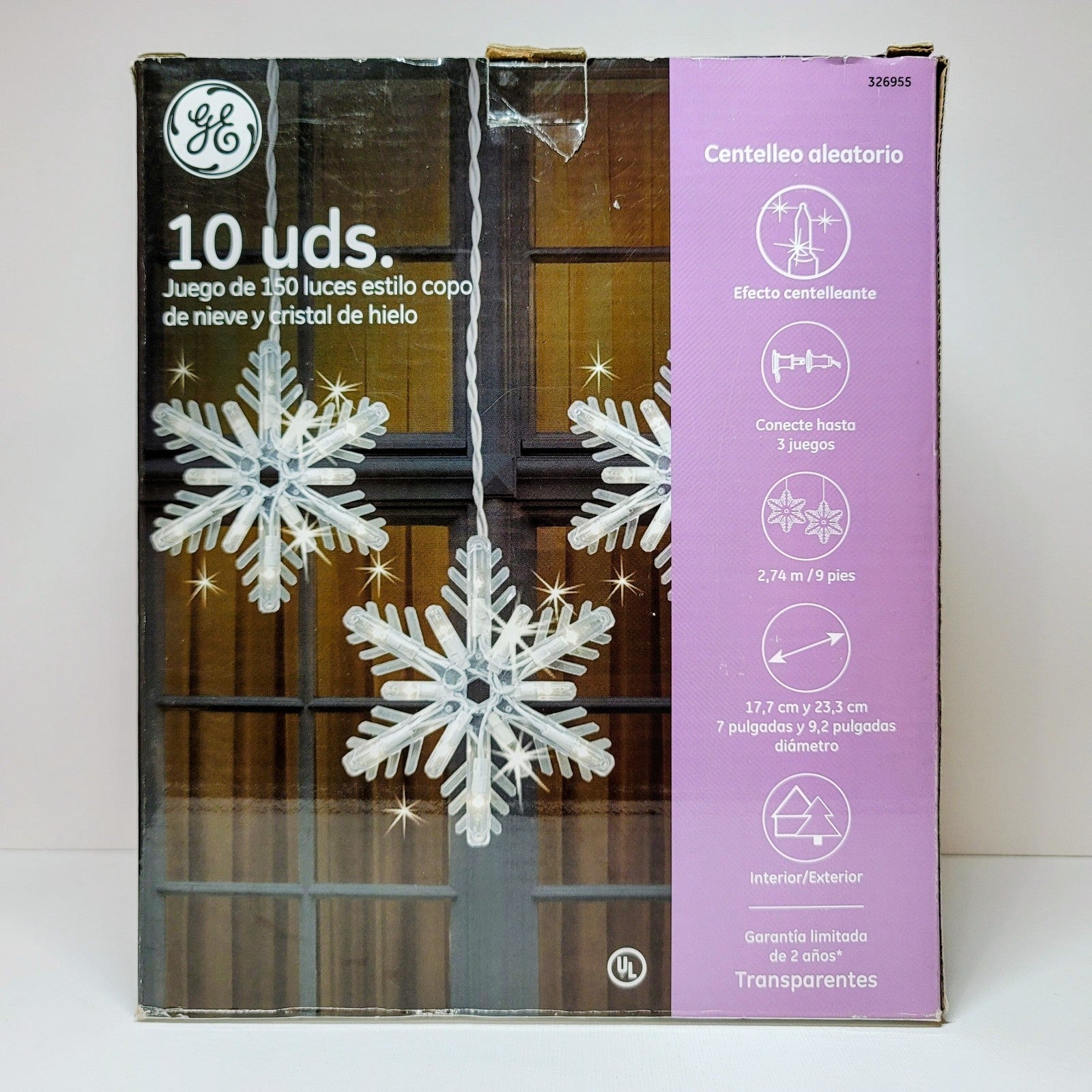 GE 10 CT 150 Light Snowflake Icicle Stylelights Random Sparkle Clear Christmas GE - KOEEK