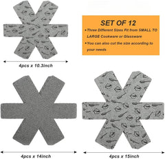 Pot and Pan Protectors,Set of 12 and 3 Different Size,Cookware Protector Set/Pot 07FC0E-D4 - KOEEK
