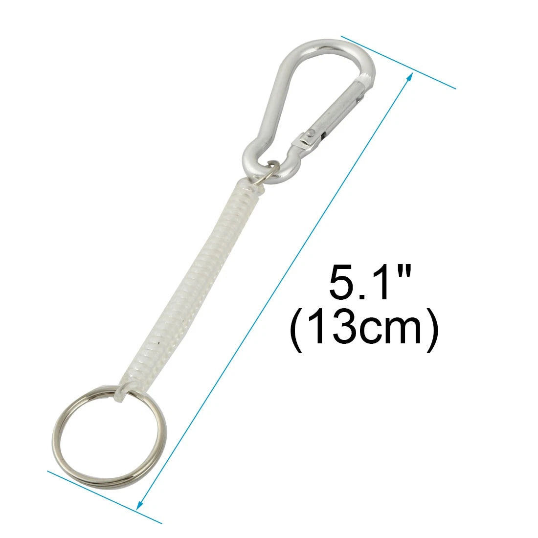 Carabiner Hook Beige Spring Elastic Plastic Coil Keychain Keyring Strap Rope 07FC0E-D4 - KOEEK
