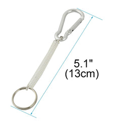 Carabiner Hook Beige Spring Elastic Plastic Coil Keychain Keyring Strap Rope 07FC0E-D4 - KOEEK