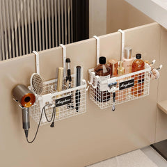 2-piece hair styling tool storage box with adhesive hair dryer holder 07FC0E-D4 - KOEEK