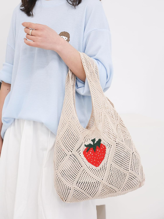 new Crochet Mesh Beach Tote Bag Shoulder Bag Handbags Knitting Hollow Summer Bag Hob