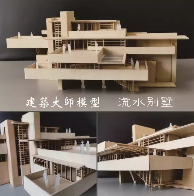 1/75/100 Fallingwater Villa 3D Wooden DIY Building Model Assembly Kits Set Gifts 07FC0E-D4 - KOEEK