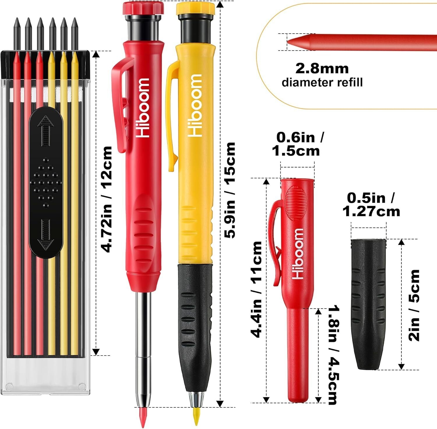 new Hiboom 4 Pack Carpenter Pencils with Sharpener, Mechanical Pencil Colorful HIBOOM - KOEEK