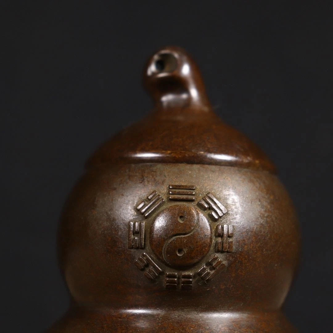 13.8cm Bagua Fire Dragon Gourd Bottle Figurine Feng Shui Copper Home Decor 07FC0E-D4 - KOEEK