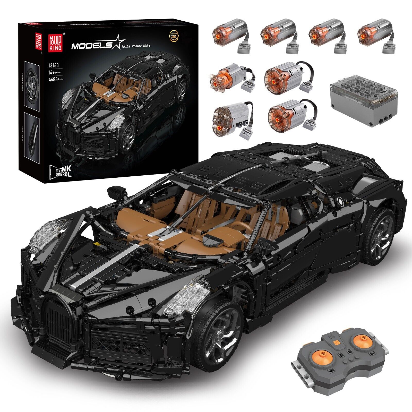 new Mould King 13163 Black Lacquer Racing Super Car RC Model Building Block Toy MOC MOULD KING - KOEEK