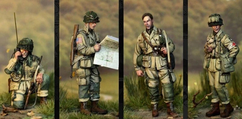 1/35 Resin Model Kit 101st US Airborne 3RD Squad 4 Figures Unassembled Unpainted 07FC0E-D4 - KOEEK