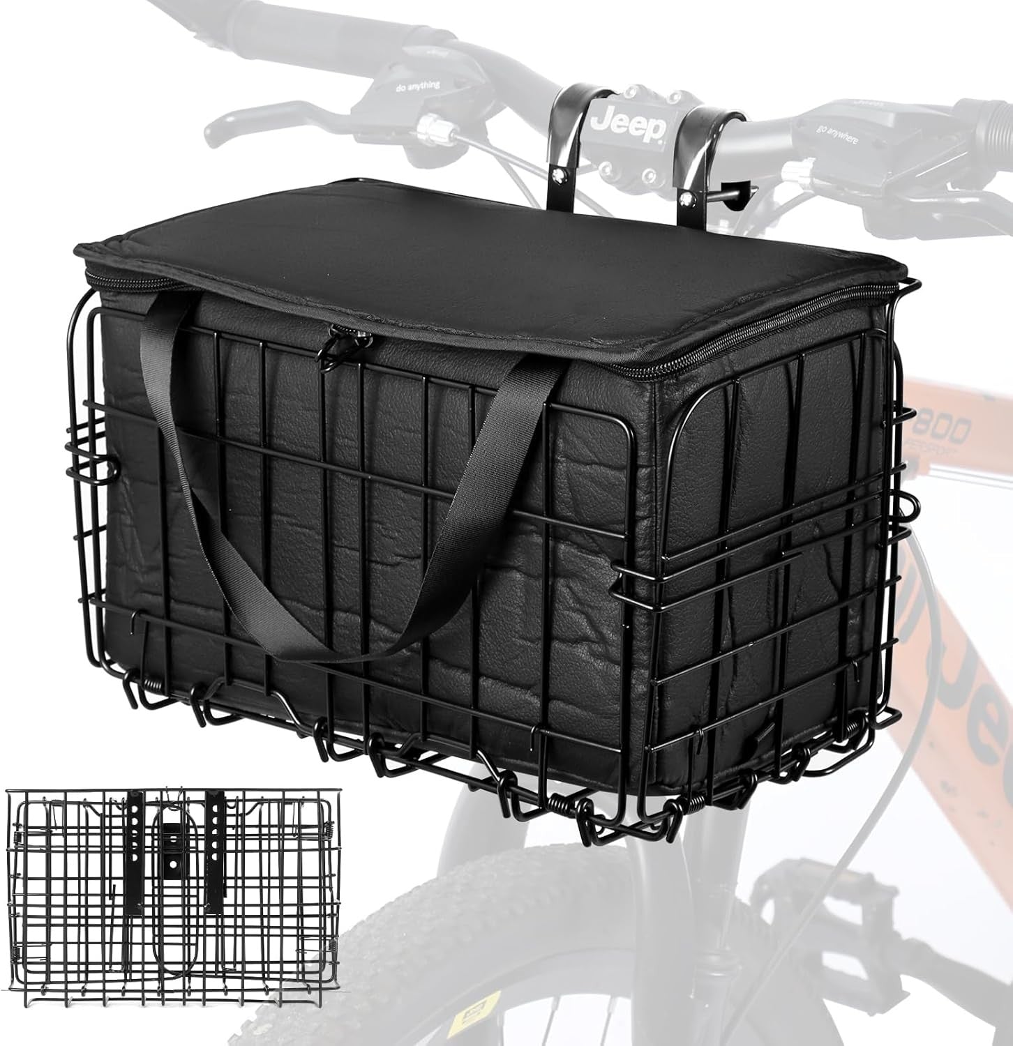 new Front Folding Bike Basket with Removable Liner Bag - Quick STANDARD, black 07FC0E-D4 - KOEEK