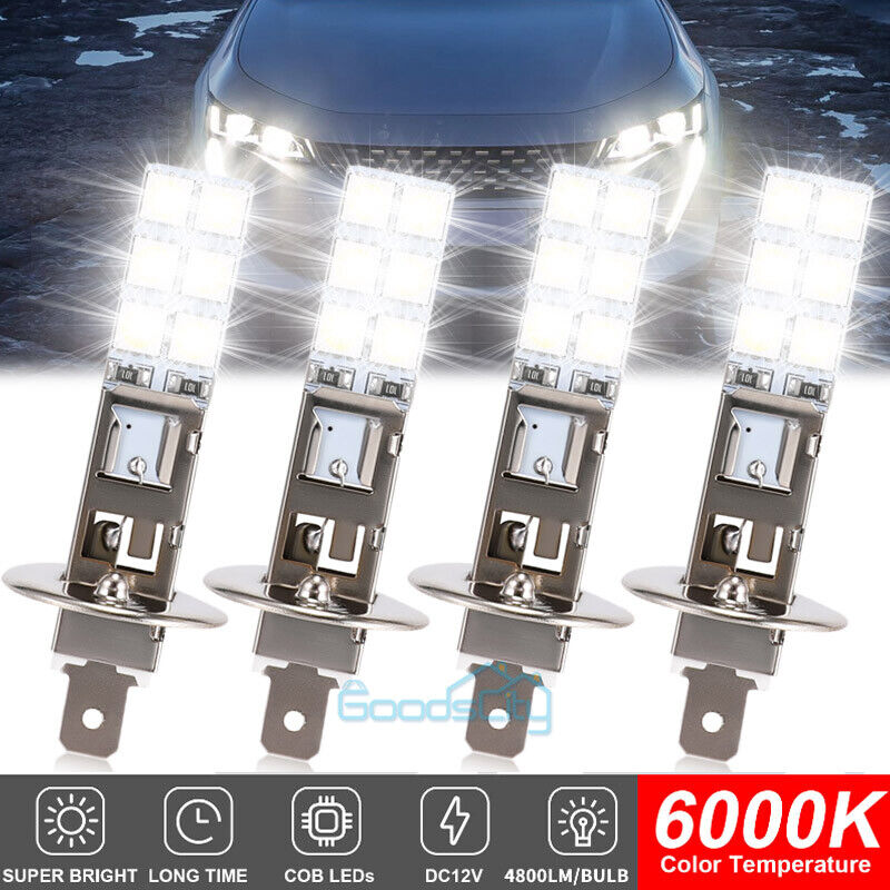 Bright 4x H1 LED Headlight Bulbs Conversion Kit 6000K White Light