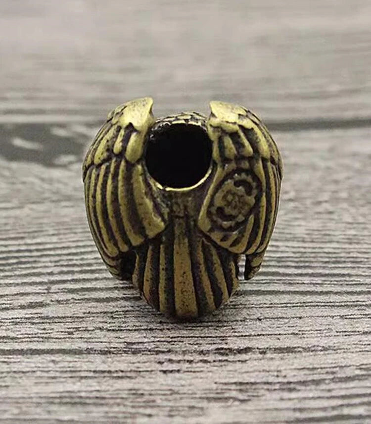 Brass Owl Bead Paracord EDC Knife Lanyard Beads Keychain Charms DIY Pendant Bead 07FC0E-D4 - KOEEK