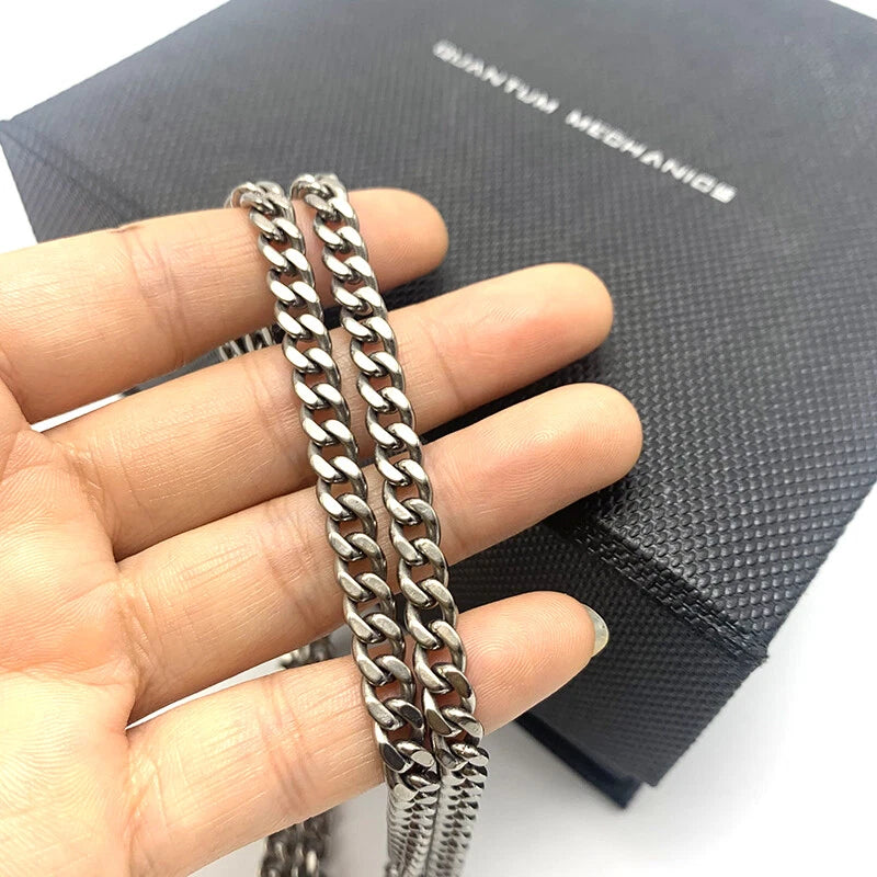 Pure Titanium Anti-allergy Necklace 2.2mm 3.5mm 5.5mm Curb Chain 22'' 24'' 26'' 07FC0E-D4 - KOEEK