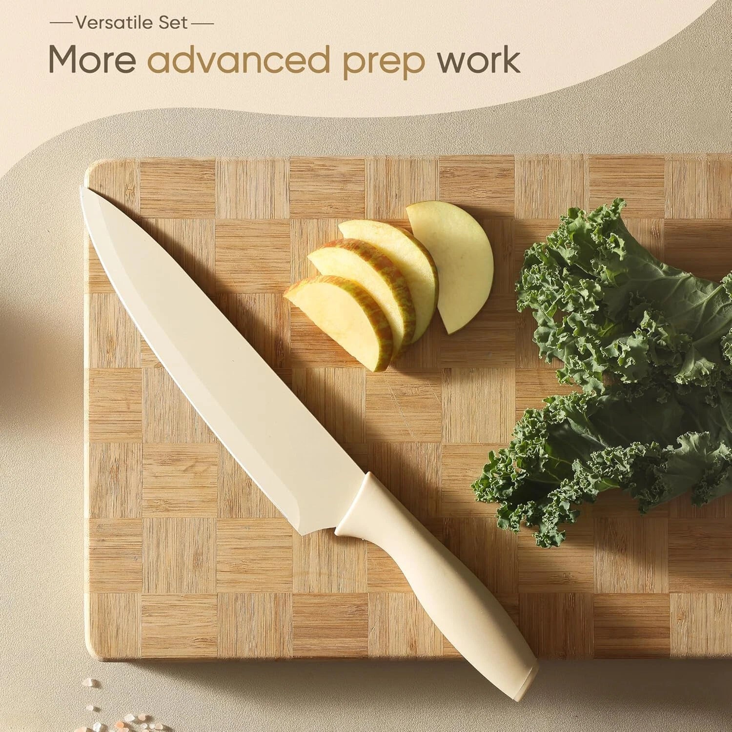 12 Pieces Kitchen Knife Set, Stainless Steel Knife Set Nonstick Ceramic Coating 07FC0E-D4 - KOEEK