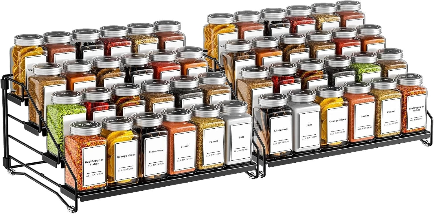 4 Tier Spice Rack Organzier, Spice Rack for Cabinet, Adjustable Depth Seasoning 07FC0E-D4 - KOEEK