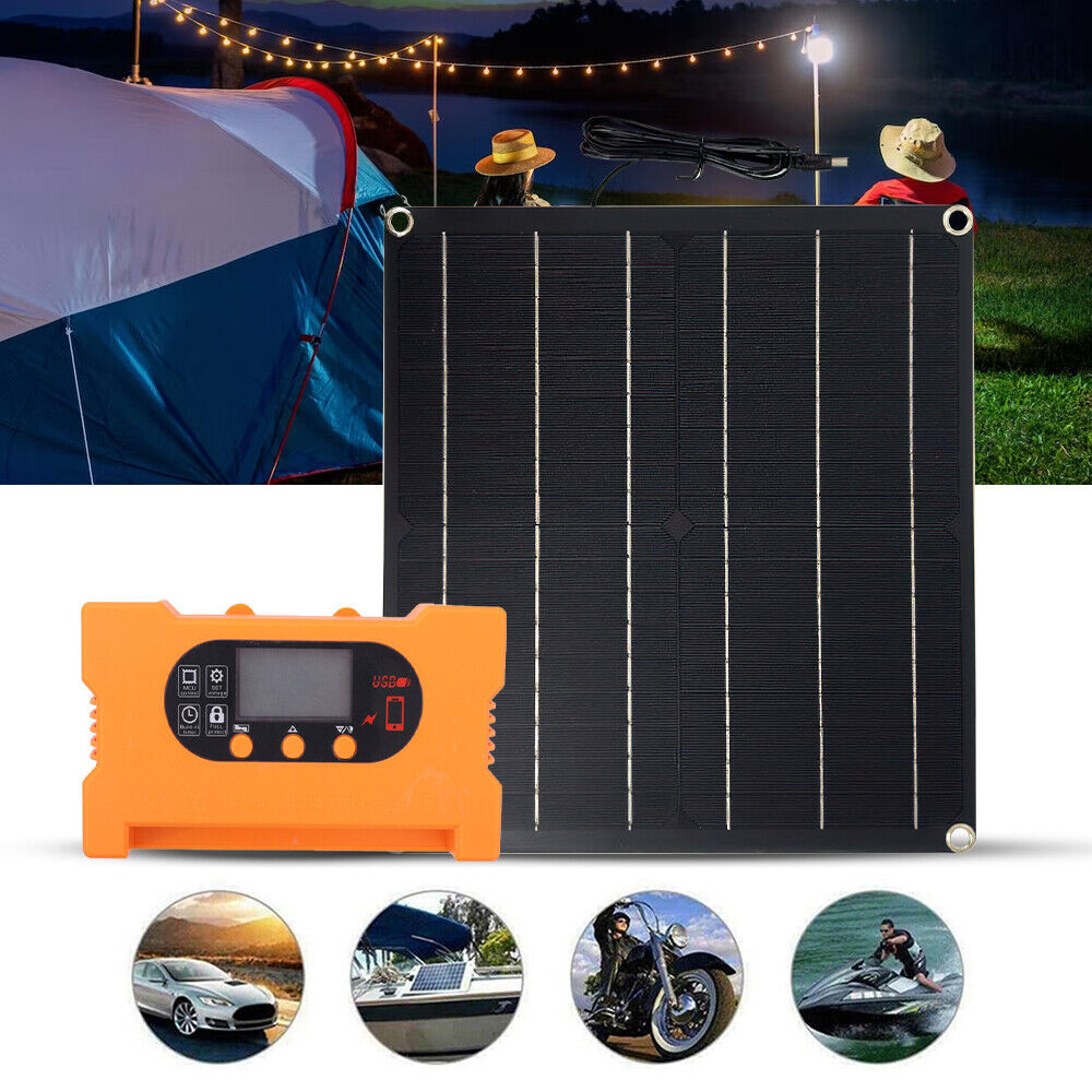 ny 50W Mono Solpanel Opladning Camping Hjemmebåd 100A Controller RV Hjemmebilbåd