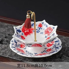 Blue and White Porcelain Tea Strainer Ceramic Tea Filter Umbrella Shape Teaware 07FC0E-D4 - KOEEK