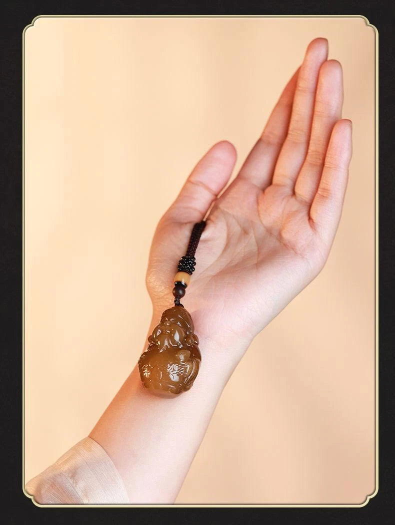 Natural Yellow Jade Pendant Tibetan Deity Amulet Necklace Gemstone Jewelry 07FC0E-D4 - KOEEK