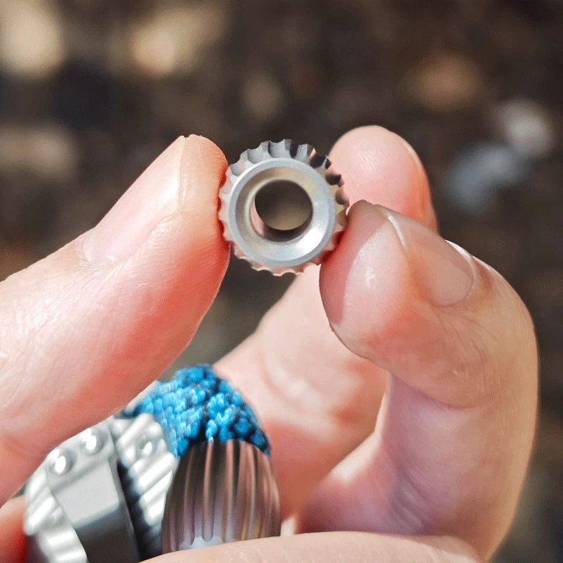 Titanium Alloy Pumpkin Knife Lanyard Bead Parachute Pendant EDC DIY Keychain 07FC0E-D4 - KOEEK
