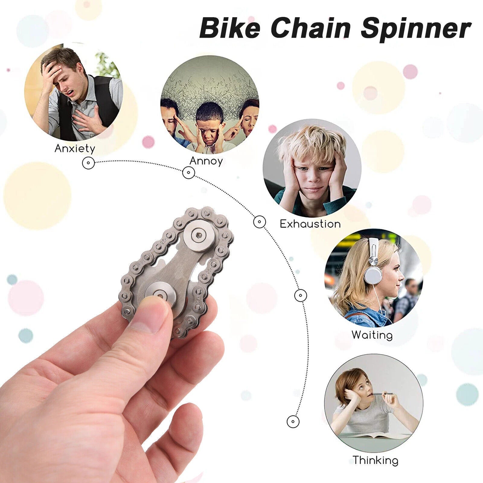 Bike Chain Gear Fidget Spinner Gyro Stainless Steel Sprocket Decompress Toy Gift 07FC0E-D4 - KOEEK