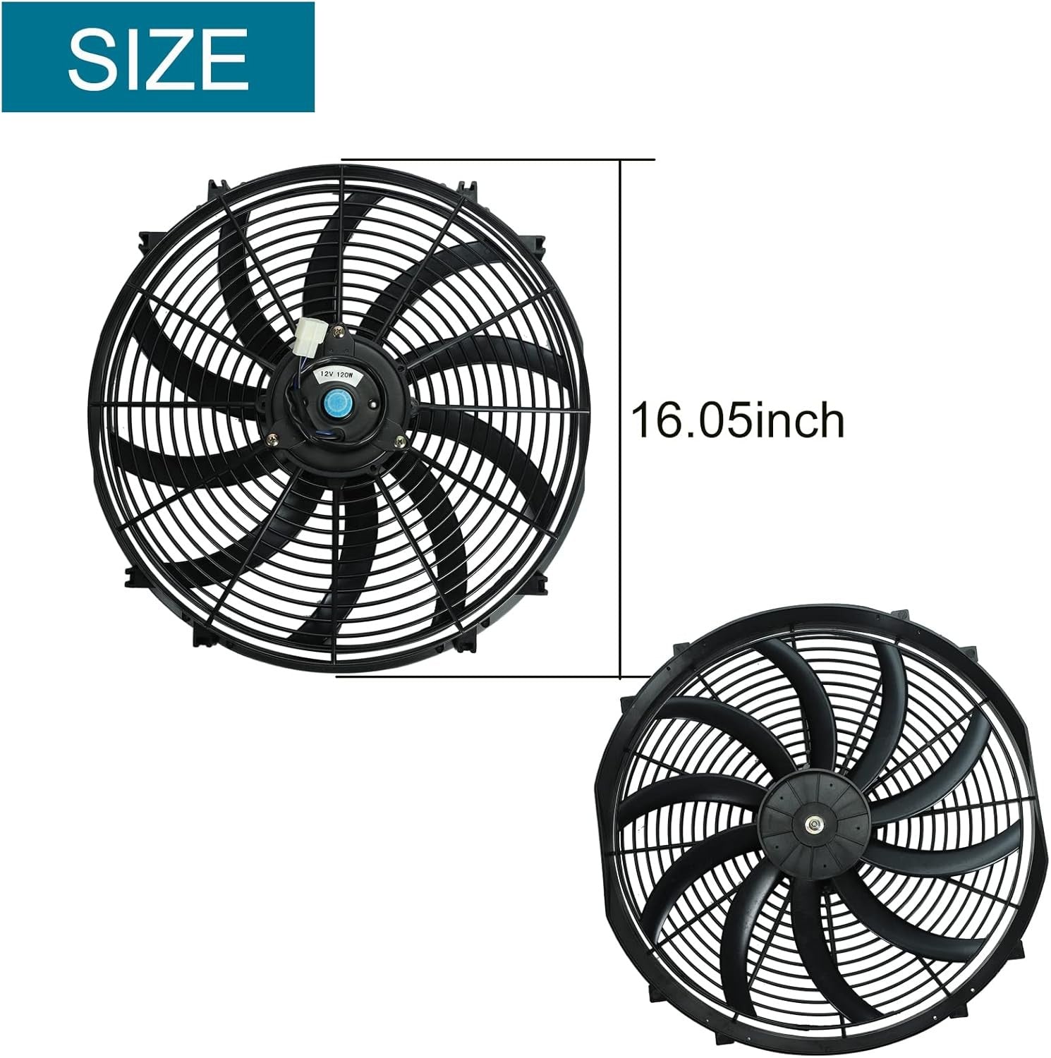 new 16" inch Universal Slim Fan Push Pull Electric Radiator 16 Inch, Black