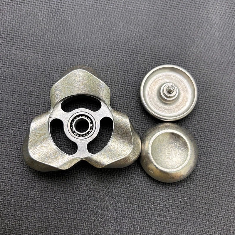 Retro Silver EDC Fidget Spinner Stainless Steel Hand Spinner Relieve Stress Toy 07FC0E-D4 - KOEEK