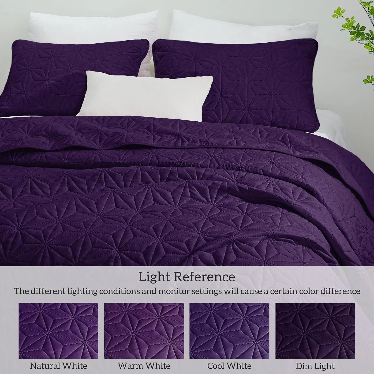 Queen Quilt Bedding Set,Soft Purple Bedspreads Quilts Queen Size for All Seasons 07FC0E-D4 - KOEEK