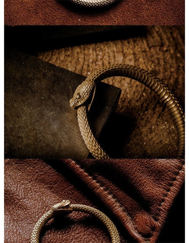 Brass  Brass Snake Ring Keychain Bite Ouroboros Key Pendant Mens Gift 07FC0E-D4 - KOEEK