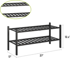 2-Tier Bamboo Shoe Rack Premium Stackable Shoe Shelf Storage Organizer 07FC0E-D4 - KOEEK