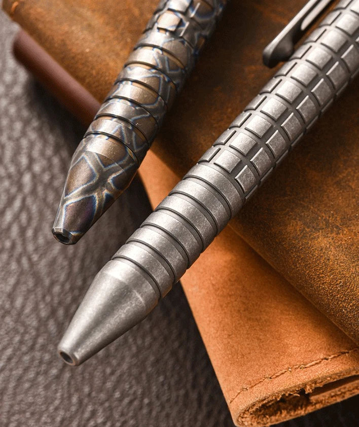 Titanium PEI Ballpoint Pen Bolt Action Signature Writing Pocket Pen 5pcs Refills 07FC0E-D4 - KOEEK