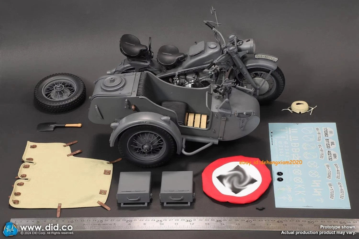 DID E60075G 1/6 Motor Tricycle Motorcycle Model KS750 Gray Color Figure Toys DID - KOEEK