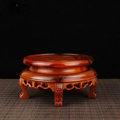 12.5cm Rosewood Stand Display Incense Burner Circular Base Potted Plant Base 07FC0E-D4 - KOEEK
