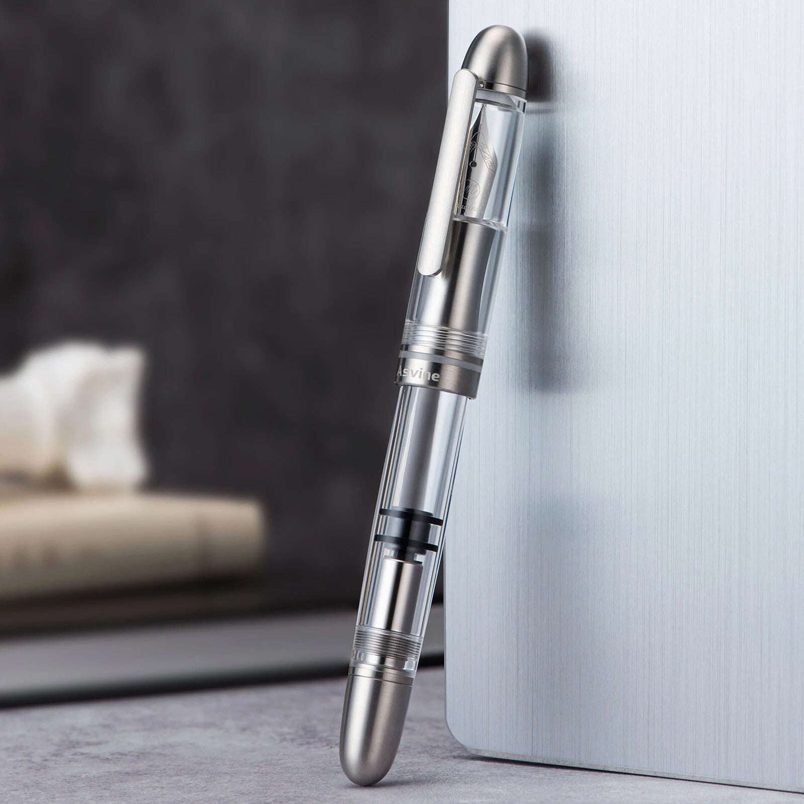 Titanium & Acrylic Writing Pen Asvine P36 Piston Fountain Pen Bock/ Asvine Nib 07FC0E-D4 - KOEEK