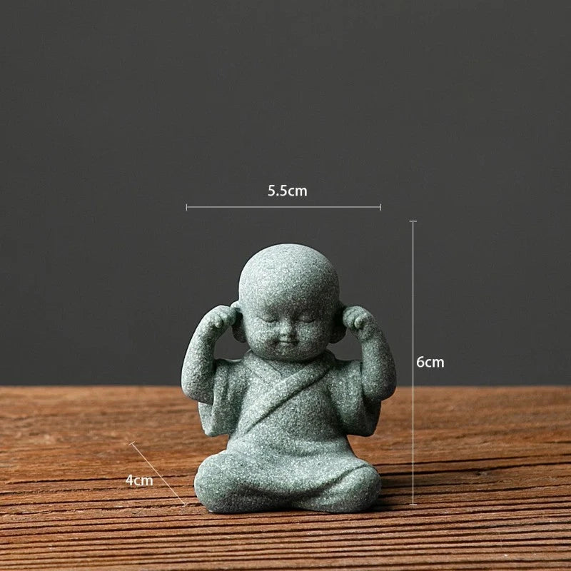 1Pc Buddhist Monks Figurine Buddha Stone Statue Chinese Fengshui Zen Decoration 07FC0E-D4 - KOEEK