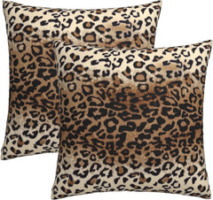 new Brown Leopard Pillow Cover 18x18 Inches 18" x (Pack of 2), 07FC0E-D4 - KOEEK