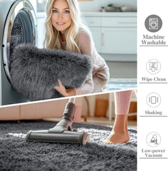 Area Rugs for Living Room Bedroom,Machine Washable 4x5.9 Feet Soft Fluffy Shaggy 07FC0E-D4 - KOEEK