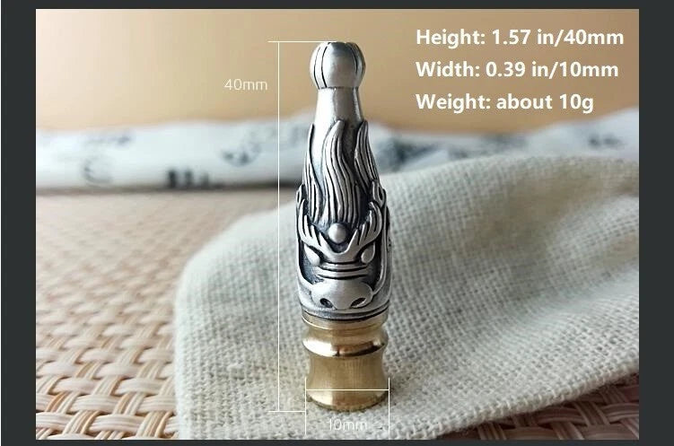 Sterling Silver Brass Men Dragon Cigarette Holder with Removable Reusable Filter 07FC0E-D4 - KOEEK