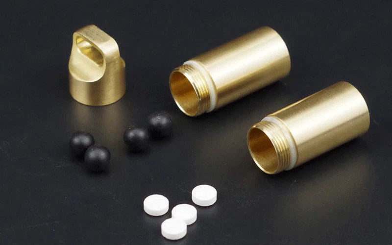 EDC Brass Waterproof Pill Case Holder EDC Pill Organizer Container 2 Compartment 07FC0E-D4 - KOEEK