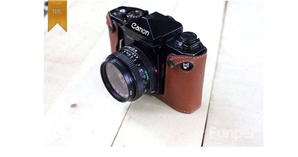 Handmade   Camera Case Bag Real Leather Half Cover for Canon F-1 Camera 07FC0E-D4 - KOEEK
