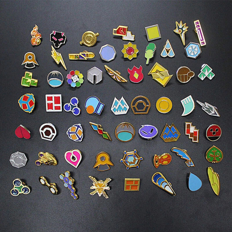 Poke Gym Badges with Glass Lid Display Showcase - Set of 50 Lapel Pin Badges 07FC0E-D4 - KOEEK