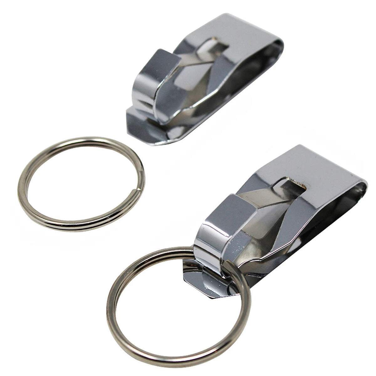 2 Pcs Secure Belt Clip Key Holder w Metal Hook & Heavy Duty 1 1/4" Keychain Ring 07FC0E-D4 - KOEEK