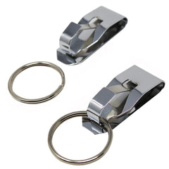 2 Pcs Secure Belt Clip Key Holder w Metal Hook & Heavy Duty 1 1/4" Keychain Ring 07FC0E-D4 - KOEEK