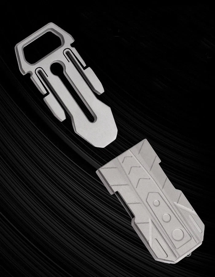 EDC Titanium Belt Buckle Portable Men's Belt Clip Waist Hang Keychain Crowbar 07FC0E-D4 - KOEEK