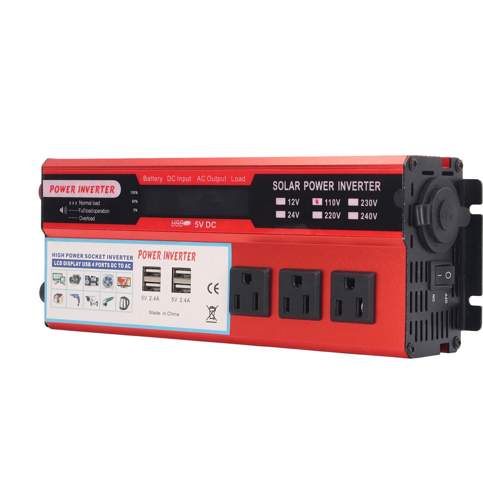 new 2000W Modified Sine  Car Inverter 4USB Ports LCD Digital Display Inverter US koeek - KOEEK