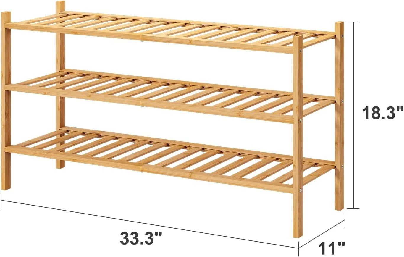 Three-tier shoe rack, bamboo and wood shoe rack 07FC0E-D4 - KOEEK