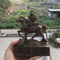 18x14cm Vietnamese Agarwood Carved Wealth Figurine Feng Shui Decor Sculpture 07FC0E-D4 - KOEEK