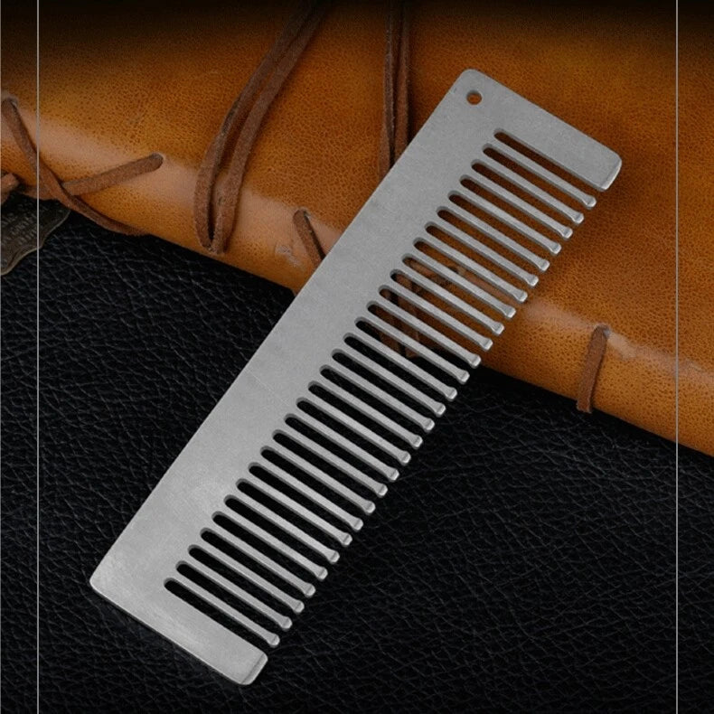 Women Titanium Alloy Comb Hair Beard Pocket Comb Portable Anti-static EDC Combs 07FC0E-D4 - KOEEK