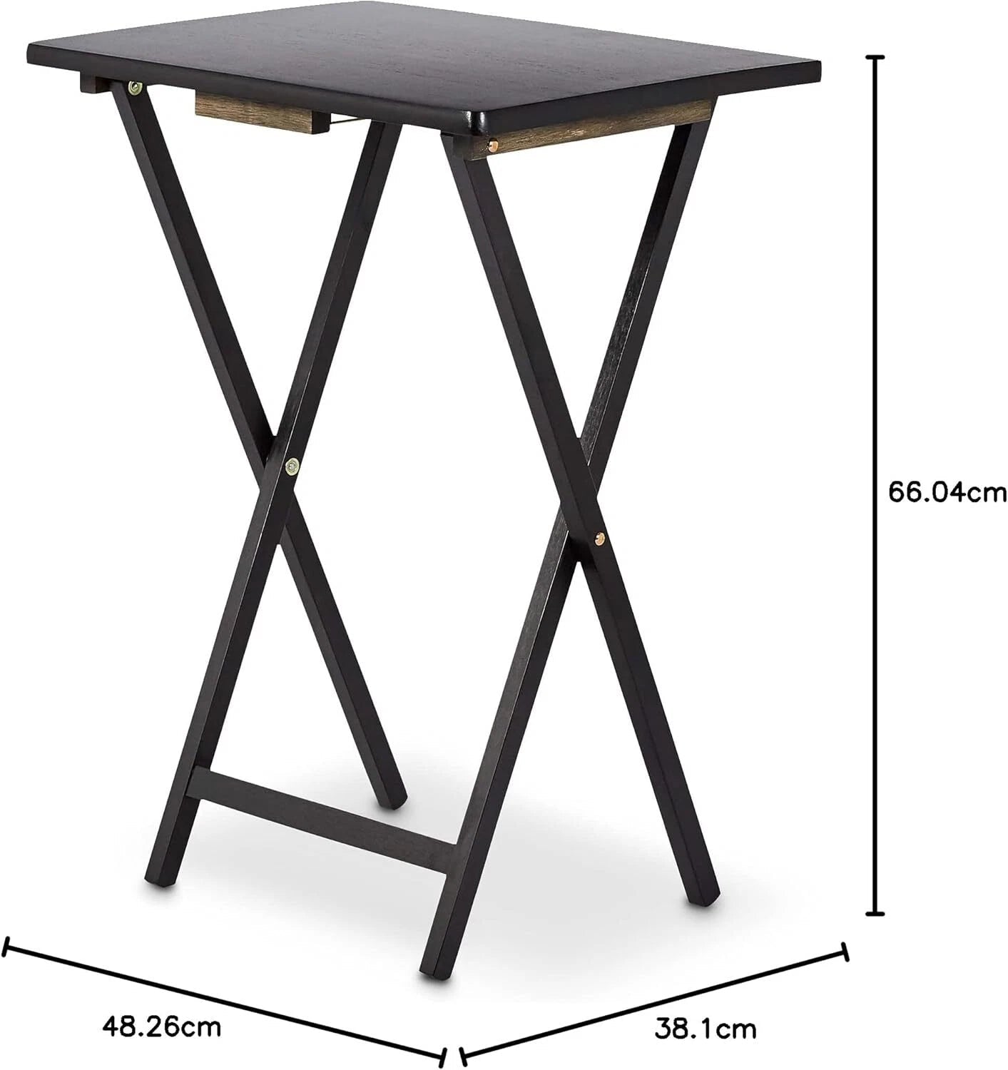 Folding TV Dining Table Tray with Storage Shelf, Set of 4, Black 07FC0E-D4 - KOEEK