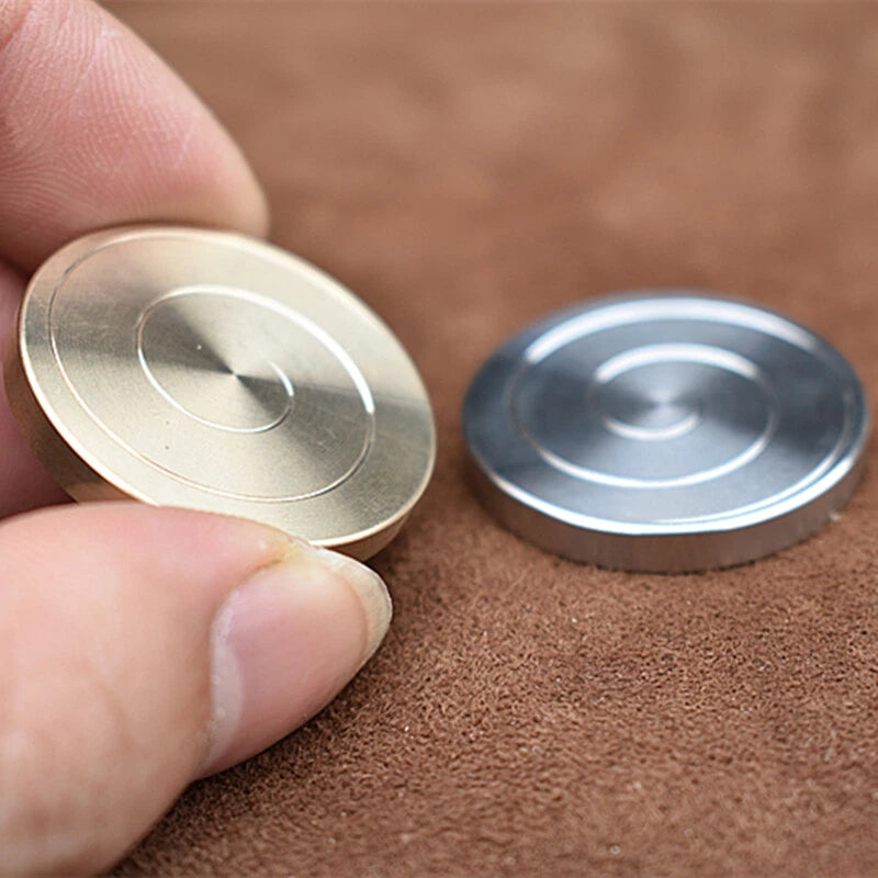 Brass Stainless Steel Spinning Top Coin Hand Spinner Anti Stress EDC Fidget Toys 07FC0E-D4 - KOEEK