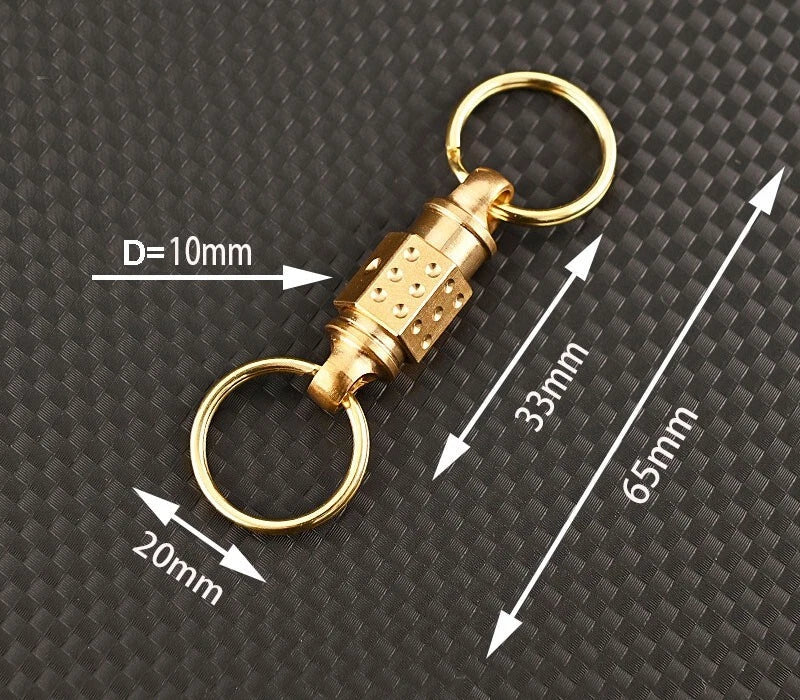 EDC Solid Brass Insert Buckle Gimbal Ring Portable Double Keychain Pendant Tool 07FC0E-D4 - KOEEK