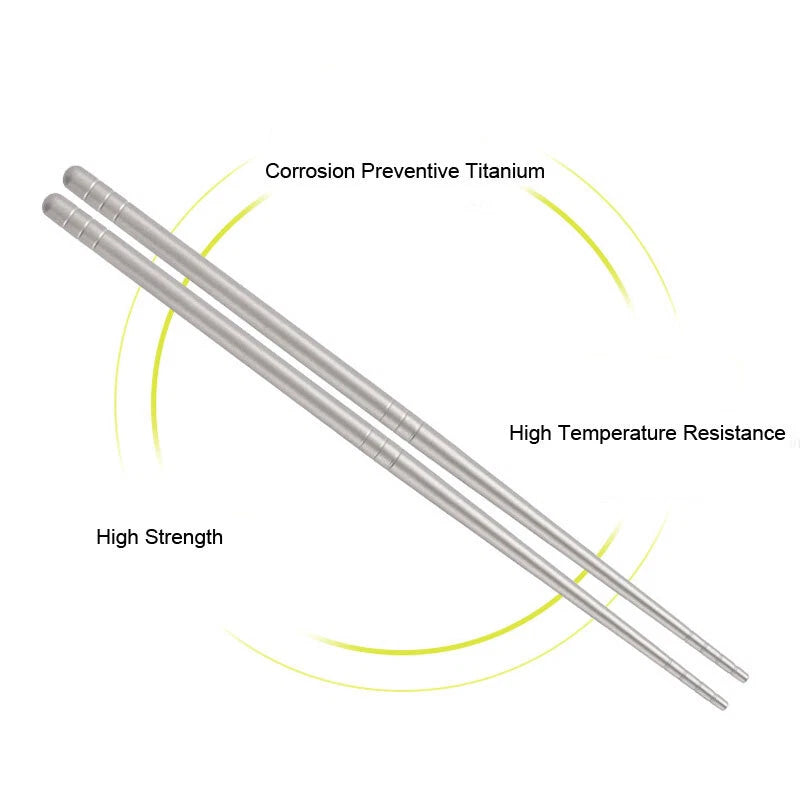 1 Pairs Titanium TA1 Metal Twist Traditional Chinese Chopsticks Camping EDC Tool EDC - KOEEK