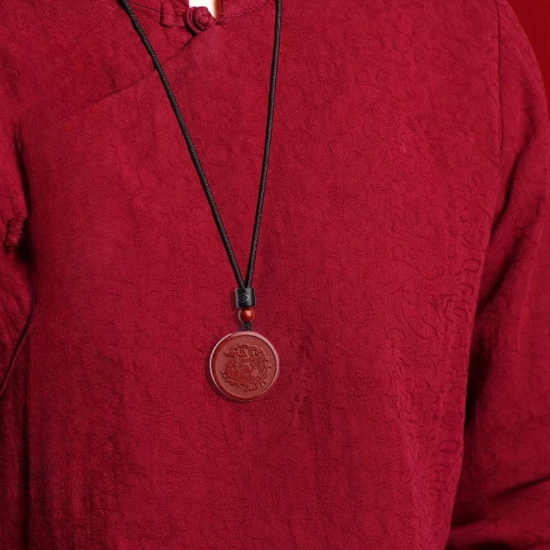 29mm Exquisite Vintage Cinnabar Pendant Necklace Vermilion Bird Pendant 07FC0E-D4 - KOEEK